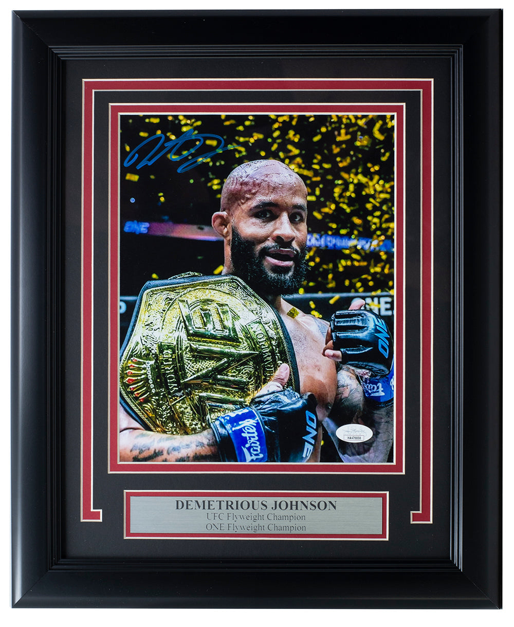 Demetrious Mighty Mouse Johnson Signed Framed 8x10 MMA Photo JSA