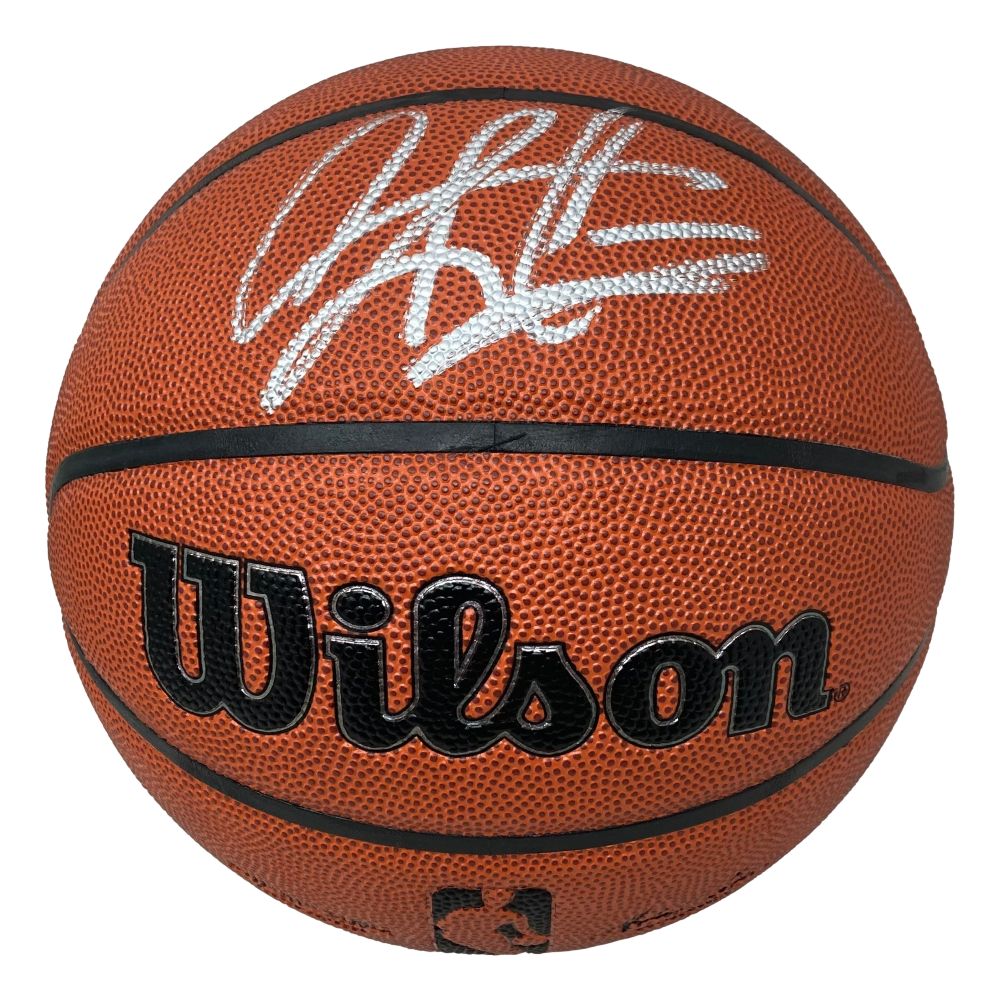The Sports Integrity Dennis Rodman Chicago Bulls Signed NBA Wilson I/O Basketball BAS features a large white signature on the upper panel, a black Wilson logo in the center, and an NBA logo on the lower panel.