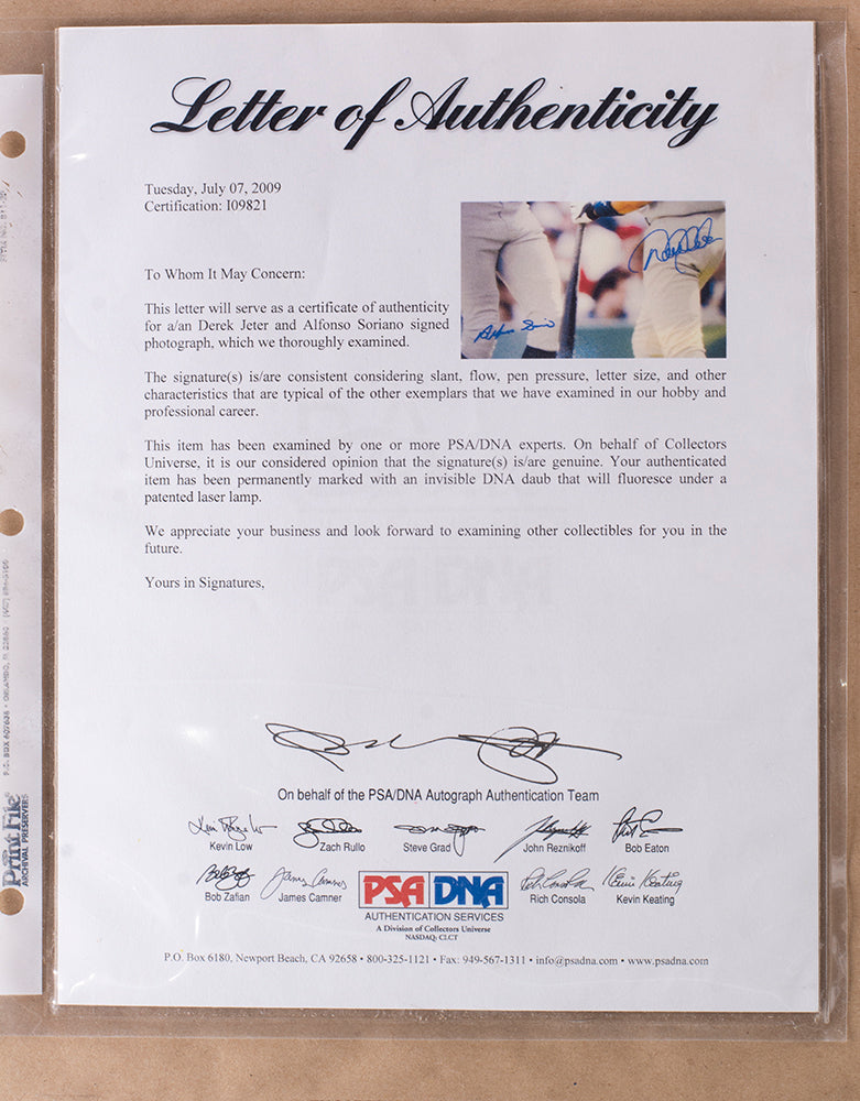Derek Jeter Alfonso Soriano Signed Framed New York Yankees 16x20 Photo PSA LOA