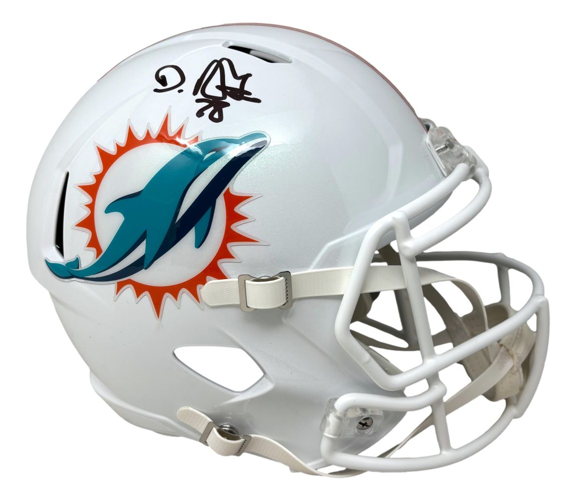 De'Von Achane Signed Miami Dolphins Full Size Replica Speed Helmet BAS