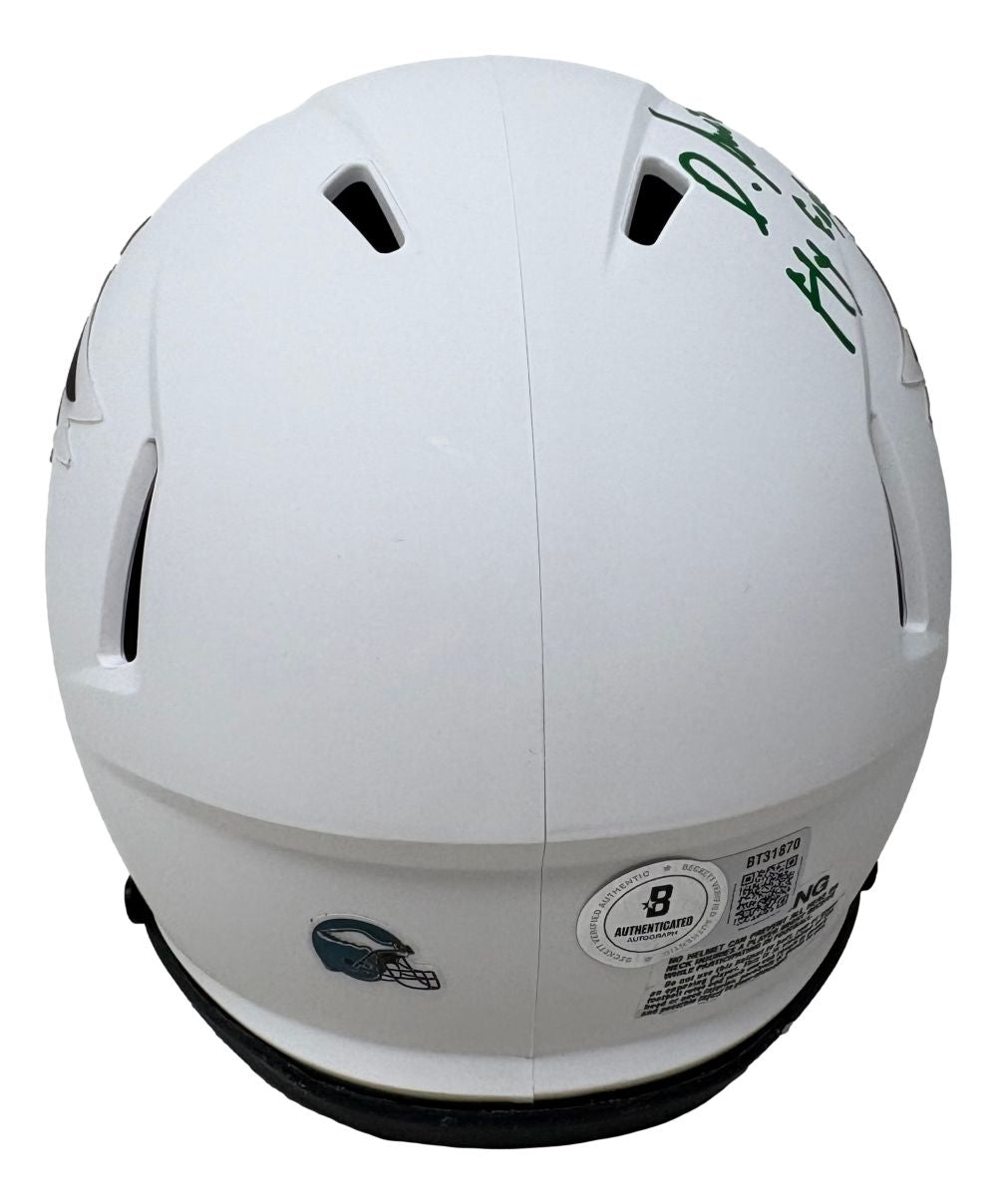 Devonta Smith Signed Eagles Lunar Eclipse Mini Speed Helmet Fly Eagles BAS