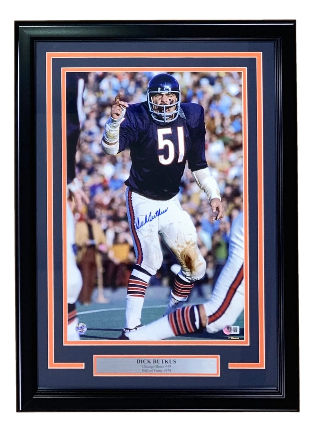 Dick Butkus Signed Framed 11x17 Chicago Bears Photo BAS
