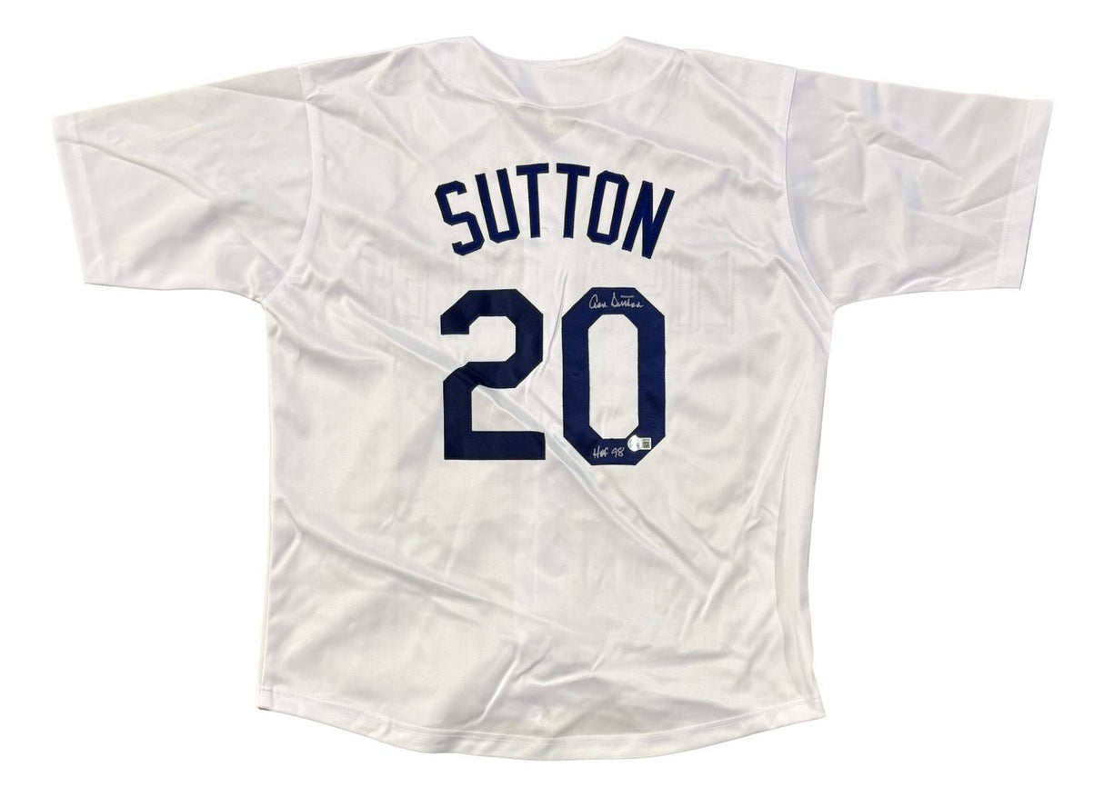 Don Sutton Los Angeles Signed White Baseball Jersey HOF 98 BAS
