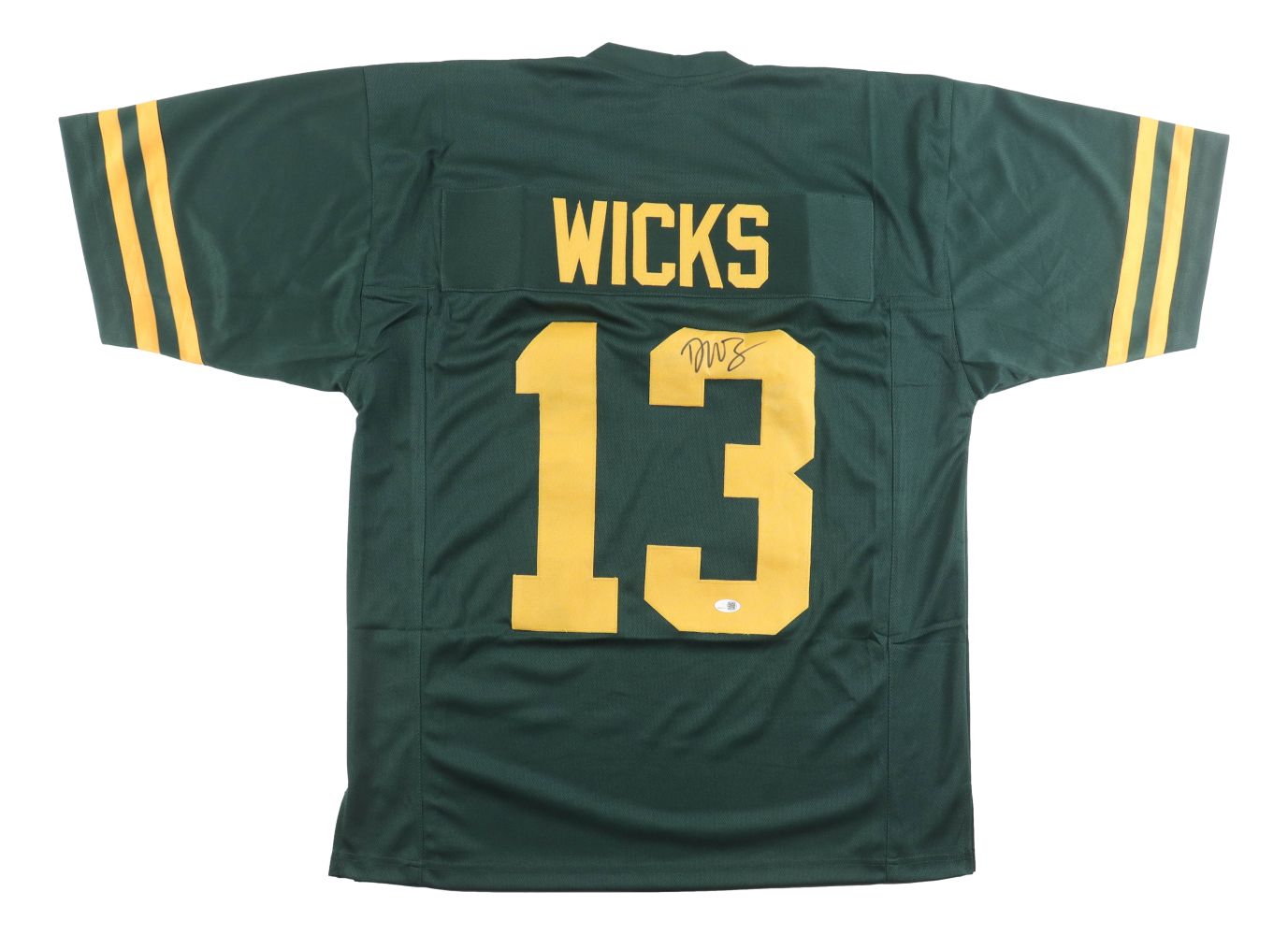 Dontayvion Wicks Green Bay Signed Alternate Green Football Jersey JSA QR Holo