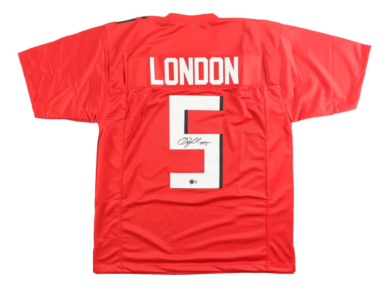 Drake London Atlanta Signed Red Football Jersey BAS
