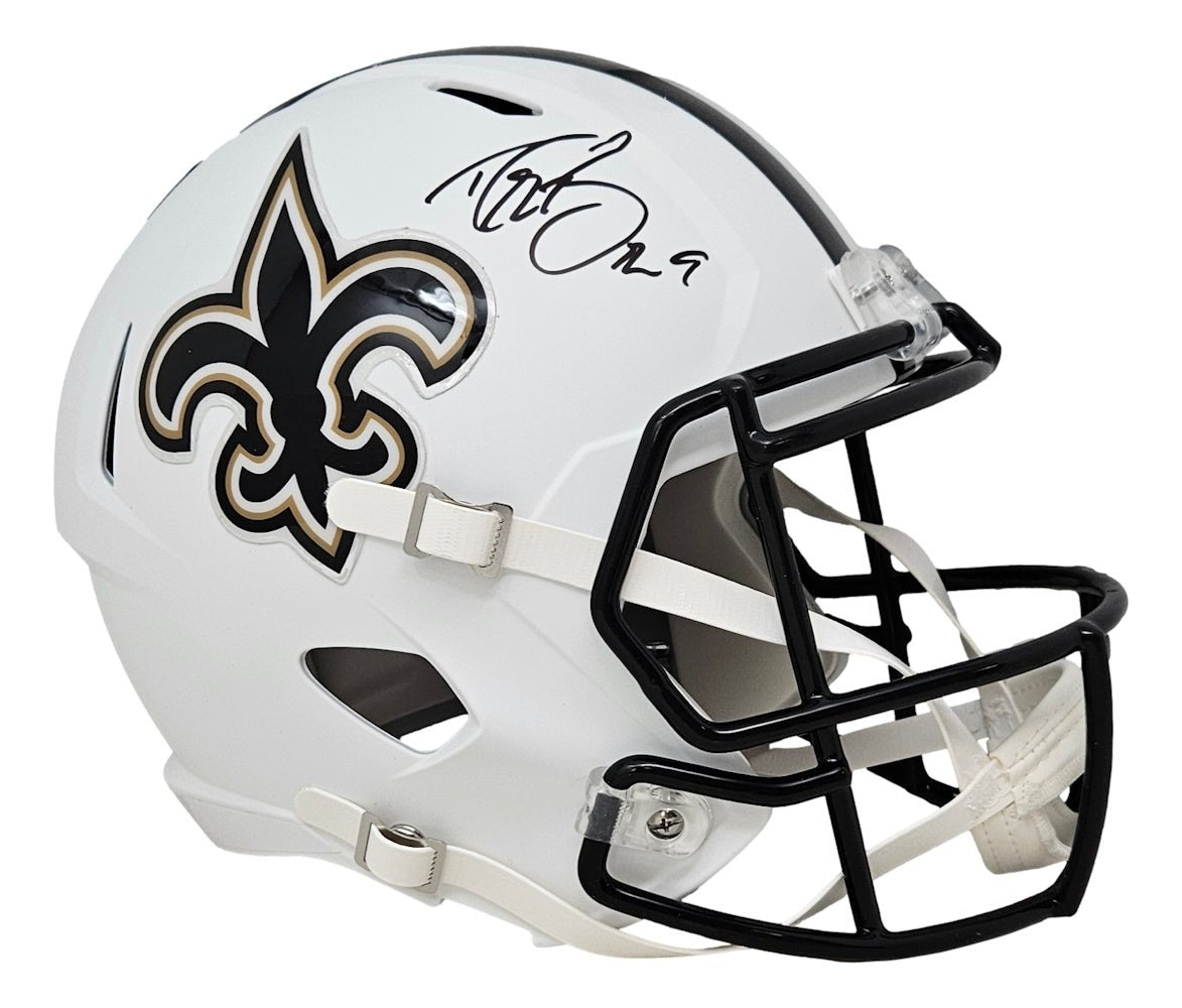 Drew Brees Signed New Orleans Saints FS Flat White Speed Replica Helmet BAS ITP - Sports Integrity