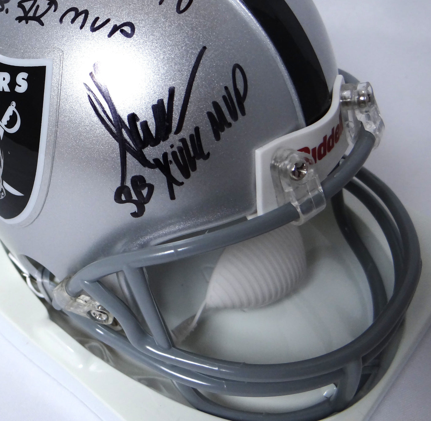 Allen, Biletnikoff, Plunkett Autographed Raiders Speed Mini Helmet w/ SB MVP - JSA *Black
