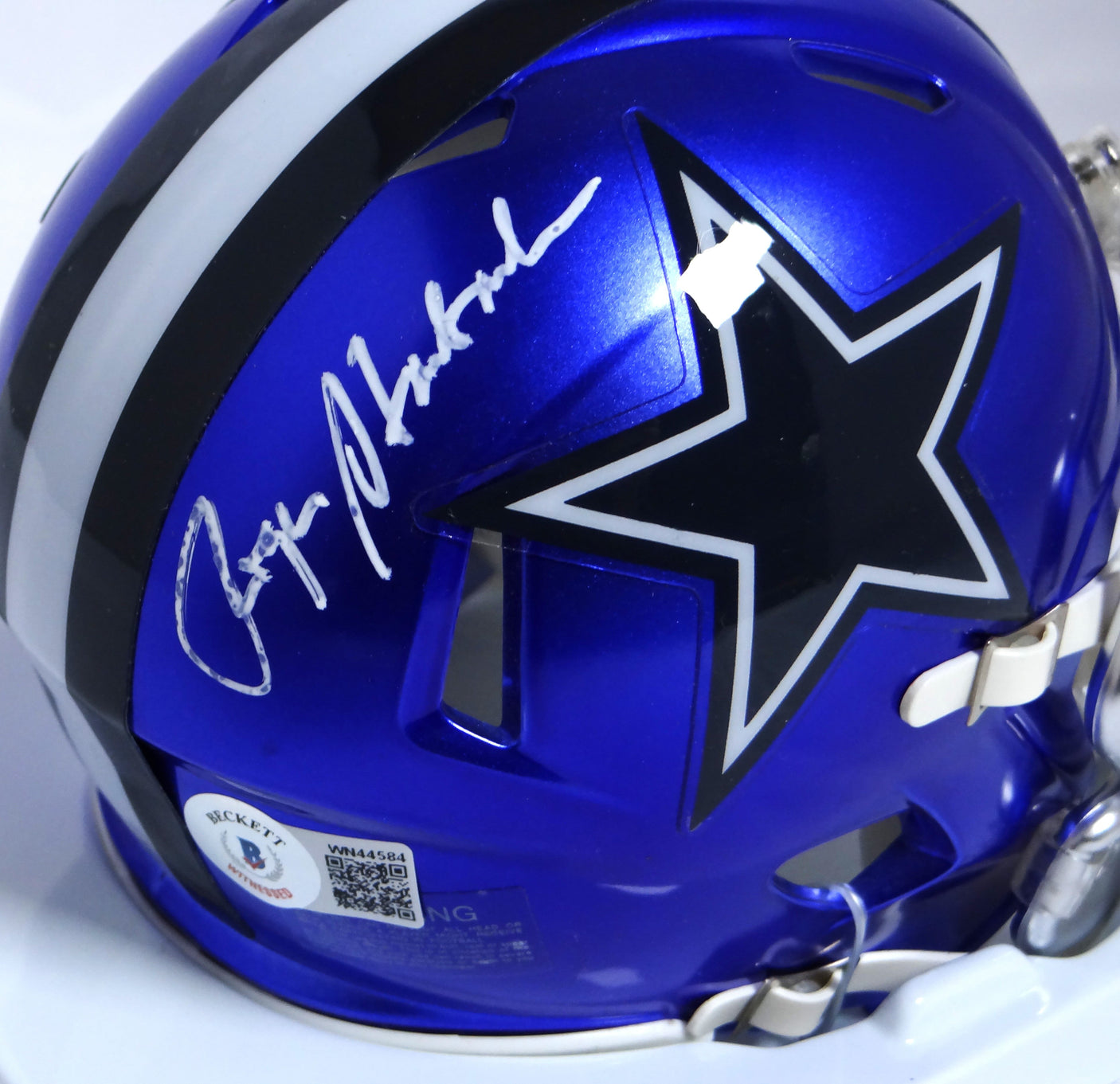 Roger Staubach Autographed Cowboys Flash Mini Helmet -Beckett W Holo * White