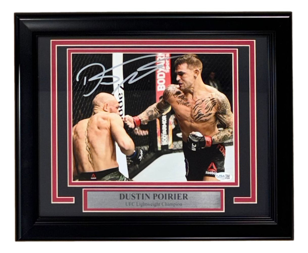 Dustin Poirier Signed Framed 8x10 MMA Fight vs Conor McGregor Photo JSA QR
