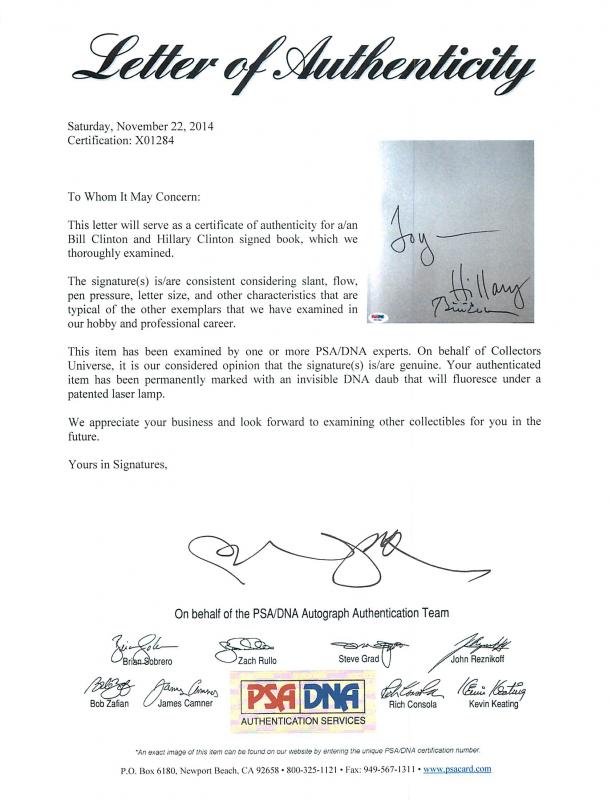 Bill & Hillary Clinton Authentic Signed The Clintons Book PSA/DNA #X01284
