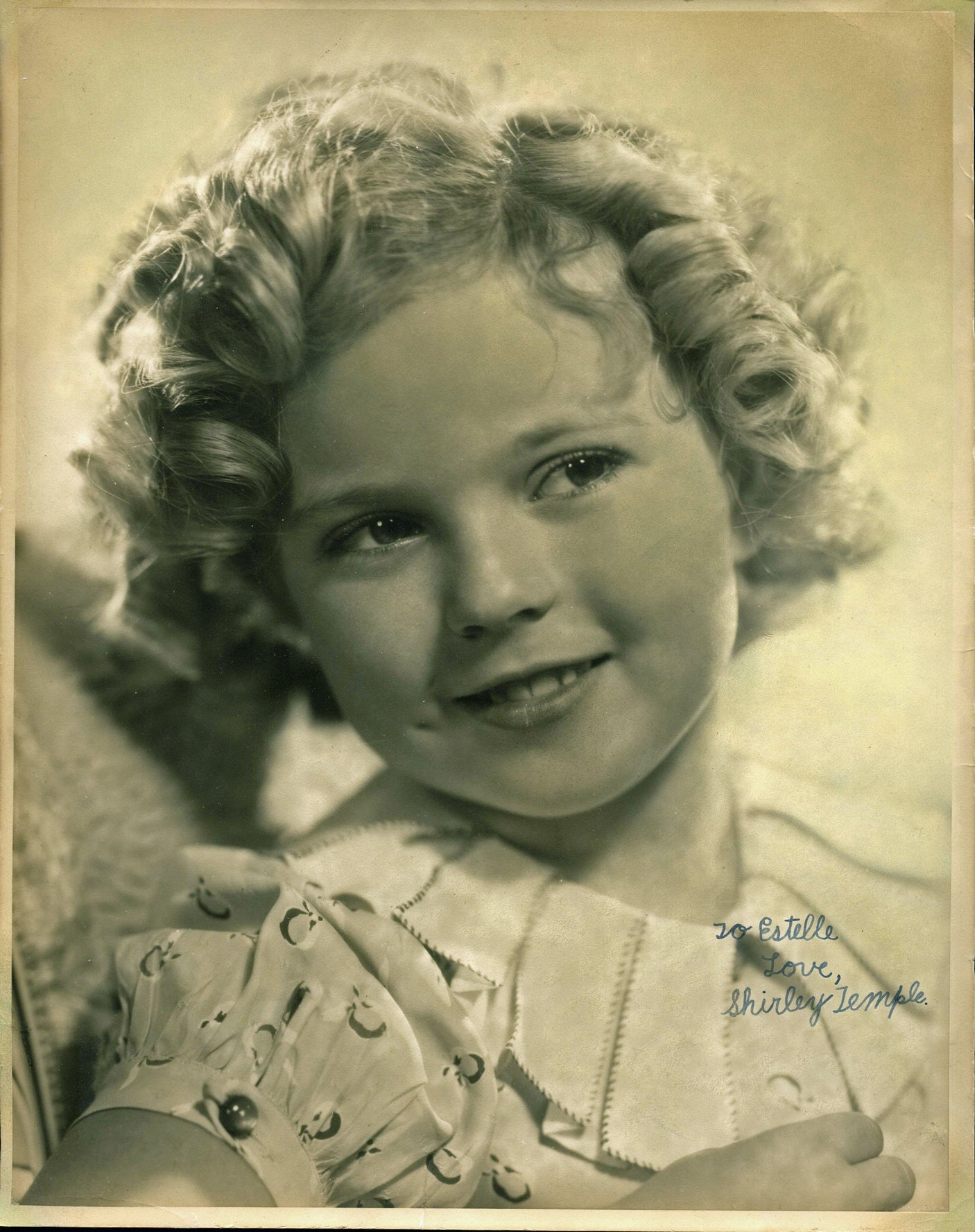Shirley Temple "To Estelle Love" Authentic Signed 11X14 Sepia Photo BAS #A02046