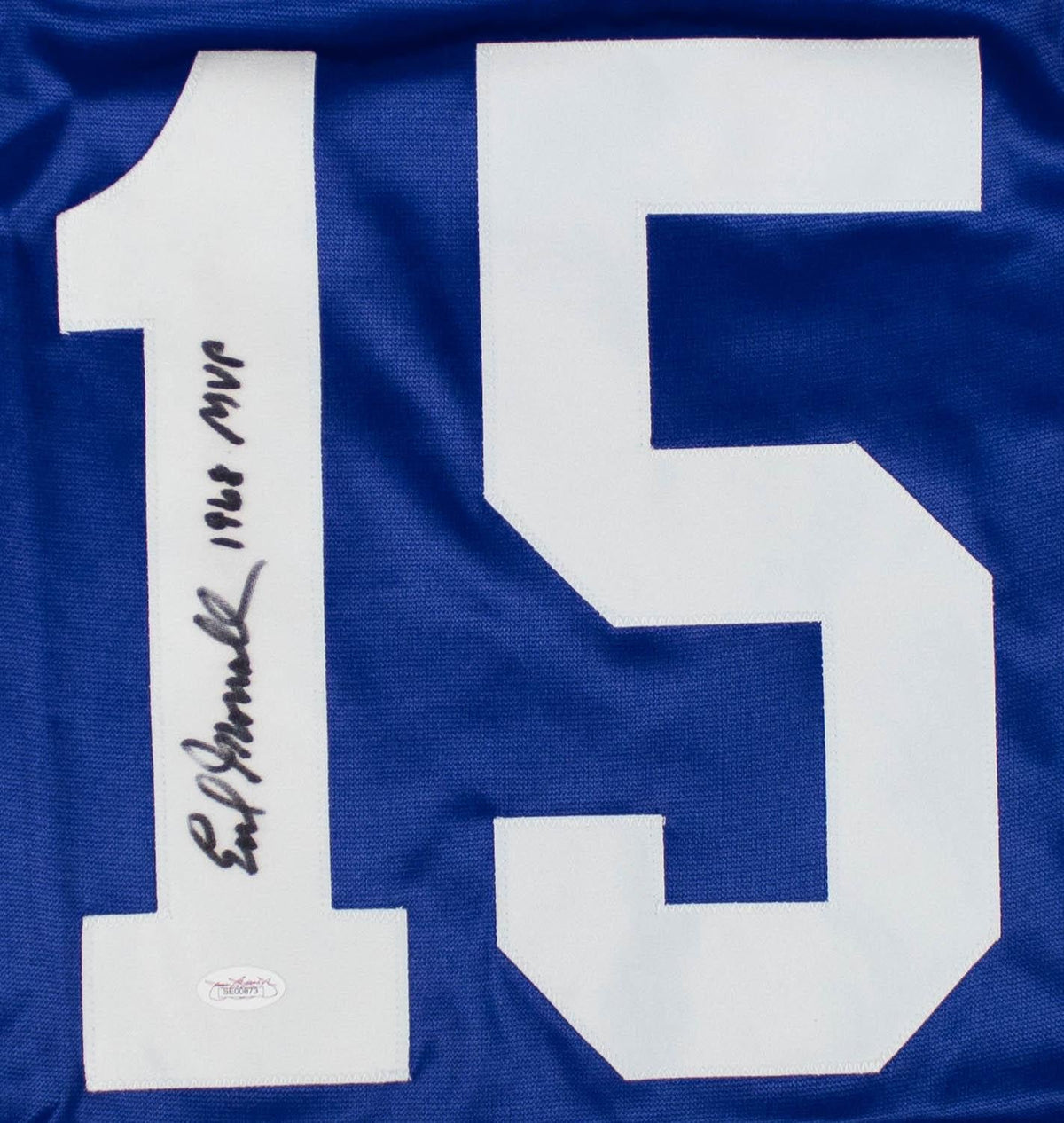 Earl Morrall Baltimore Signed Blue Football Jersey 1968 MVP Insc JSA Hologram