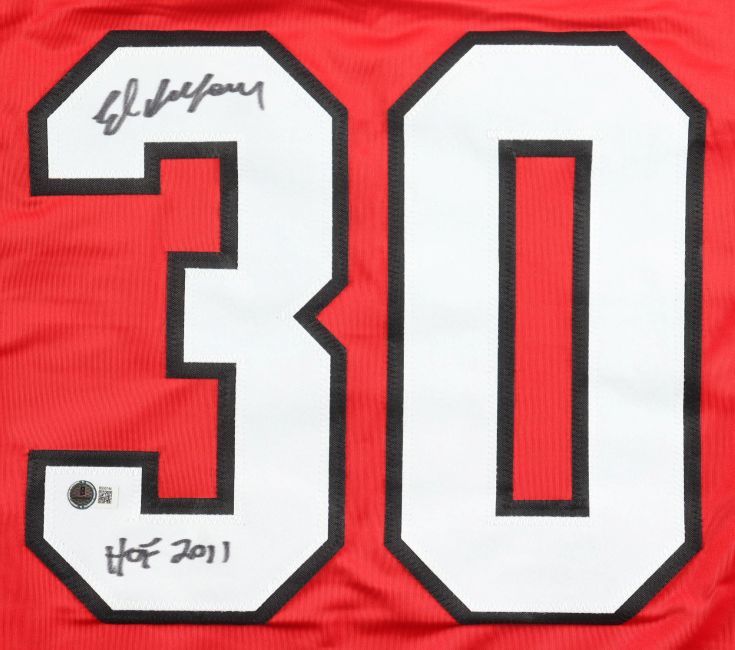 Ed Belfour Chicago Signed Red Hockey Jersey HOF 2011 BAS