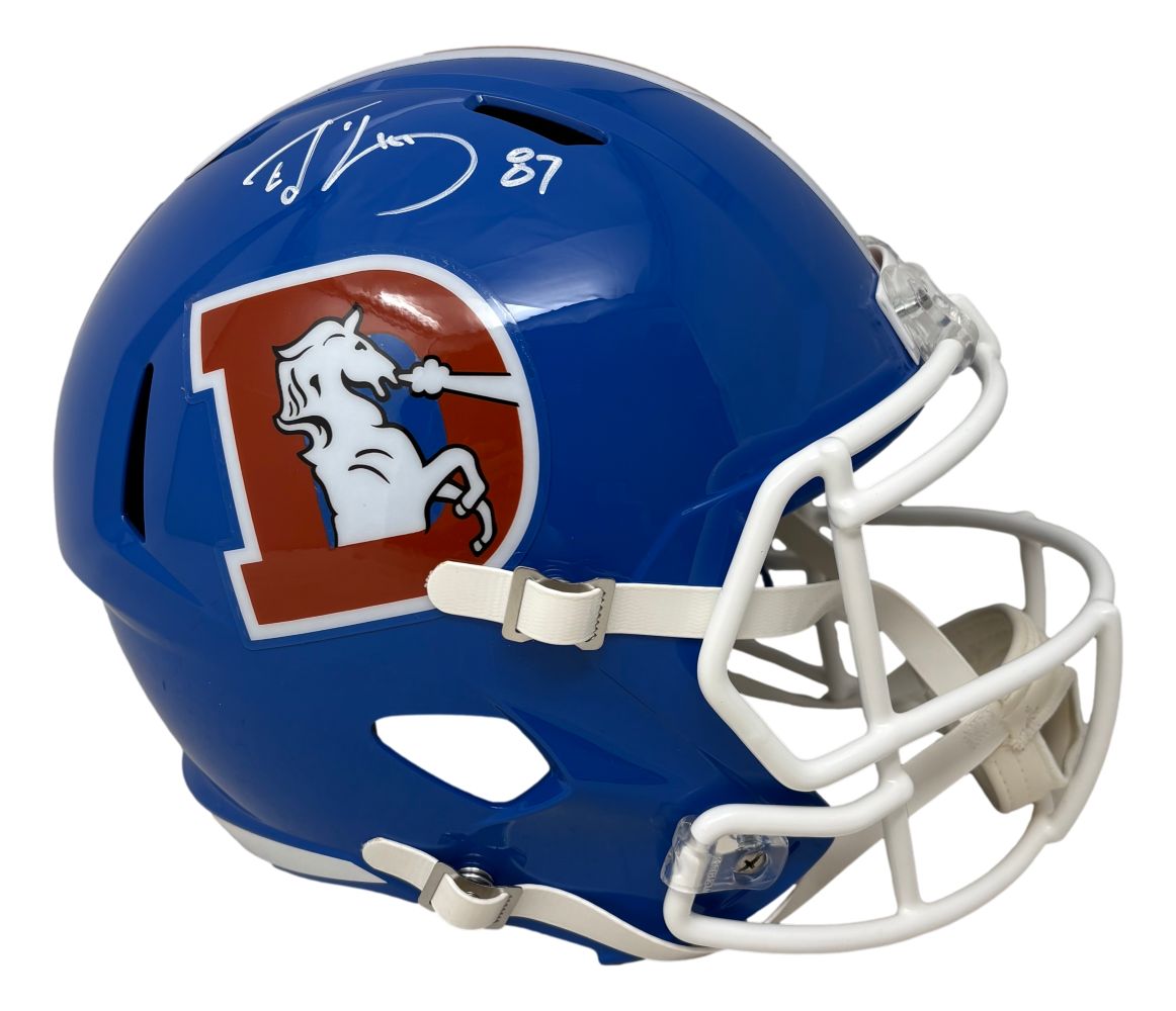 Ed McCaffrey Signed Denver Broncos Full Size T/B Replica Speed Helmet BAS