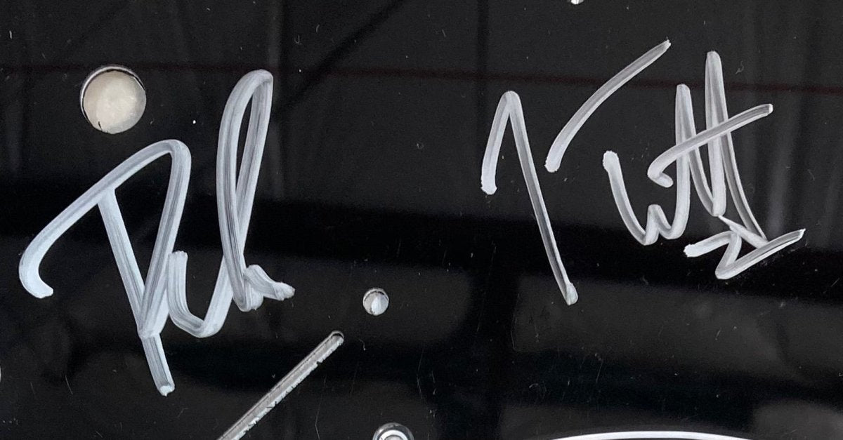 Joe Elliott Phil Collen Def Leppard Signed Black Guitar Pick Guard JSA ITP - Sports Integrity