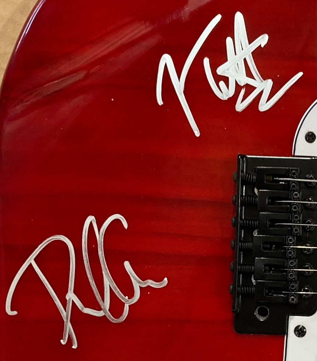 Joe Elliott Phil Collen Def Leppard Signed 39" Red Electric Guitar JSA ITP