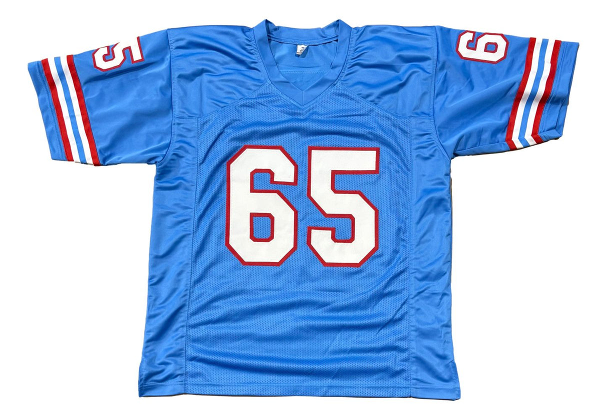 Elvin Bethea Houston Signed Light Blue Football Jersey HOF 03 BAS