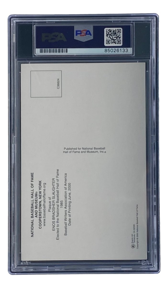 Enos Slaughter Signed 4x6 St Louis Cardinals HOF Plaque Card PSA/DNA 85026133 - Sports Integrity