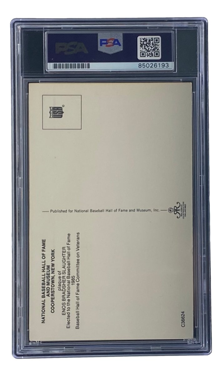 Enos Slaughter Signed 4x6 St Louis Cardinals HOF Plaque Card PSA/DNA 85026193 - Sports Integrity