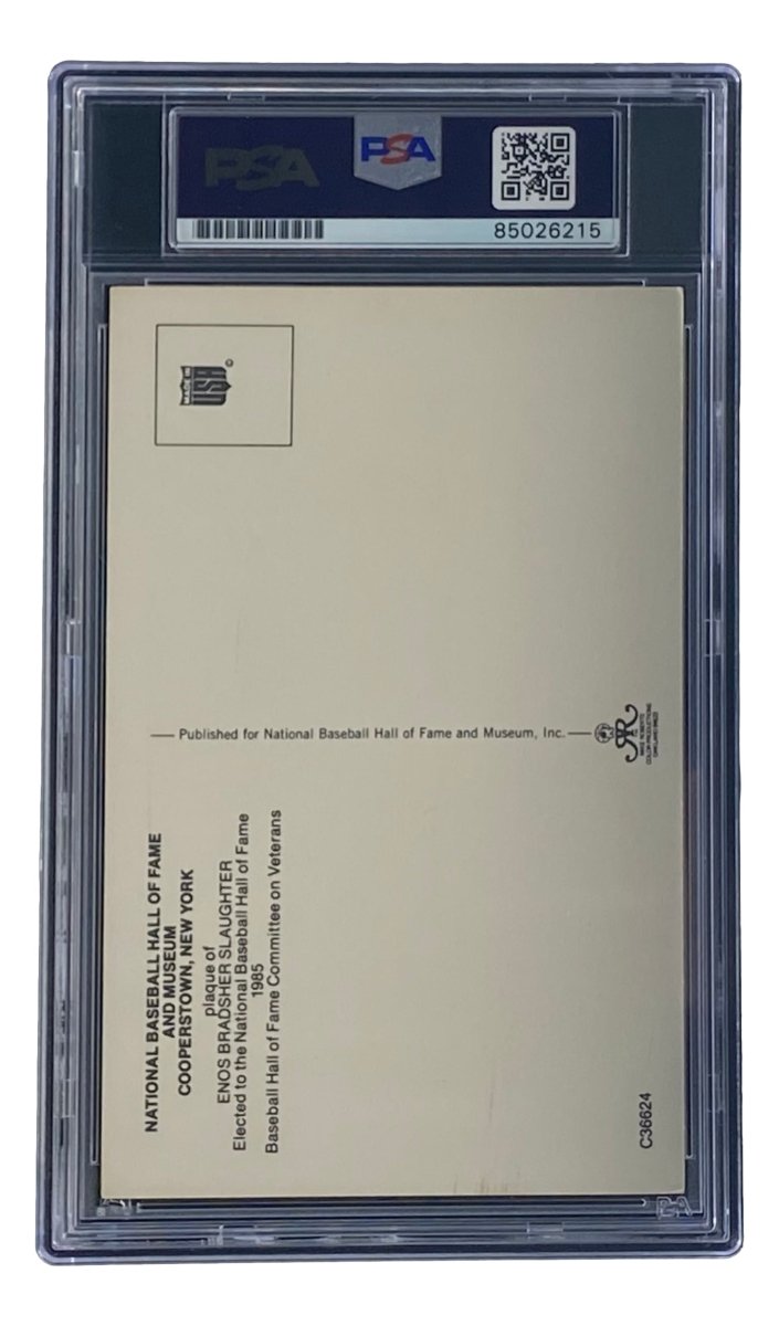 Enos Slaughter Signed 4x6 St Louis Cardinals HOF Plaque Card PSA/DNA 850262832 - Sports Integrity