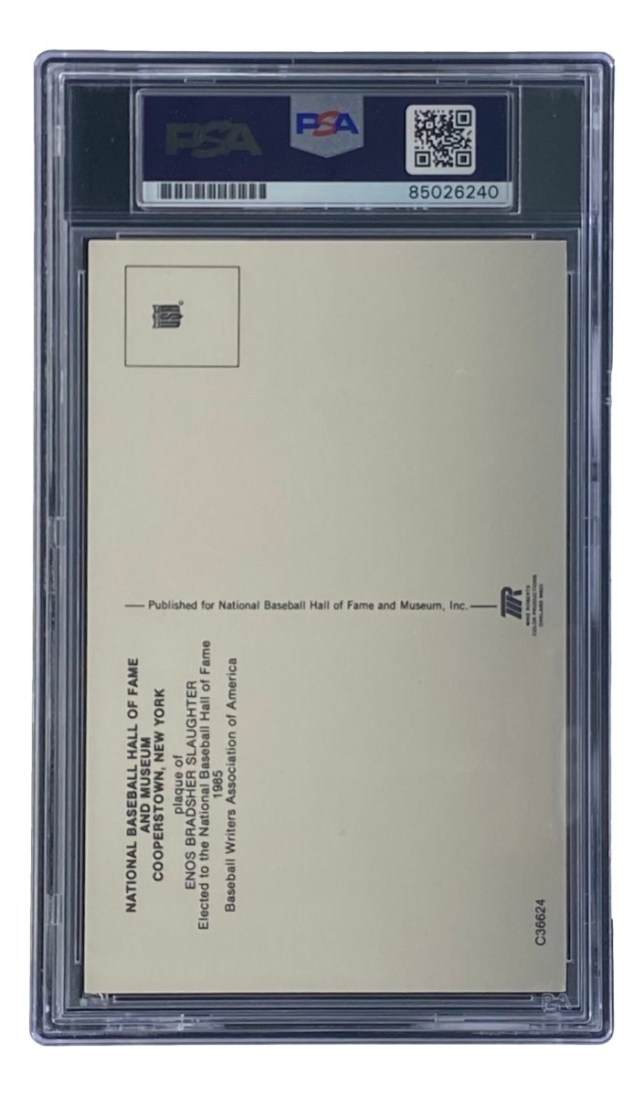 Enos Slaughter Signed 4x6 St Louis Cardinals HOF Plaque Card PSA/DNA 85026240 - Sports Integrity