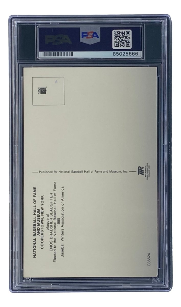 Enos Slaughter Signed 4x6 St Louis Cardinals HOF Plaque Card PSA/DNA 85025666 - Sports Integrity