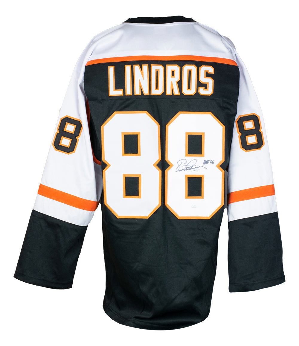 Eric Lindros Philadelphia Signed Black Hockey Jersey HOF 16 Inscribed JSA ITP