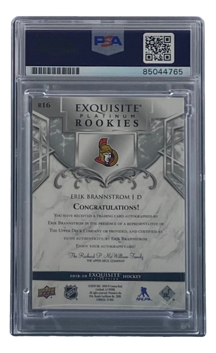 Erik Brannstrom Signed 2019 UD Exquisite #R16 Senators Hockey Card PSA/DNA - Sports Integrity