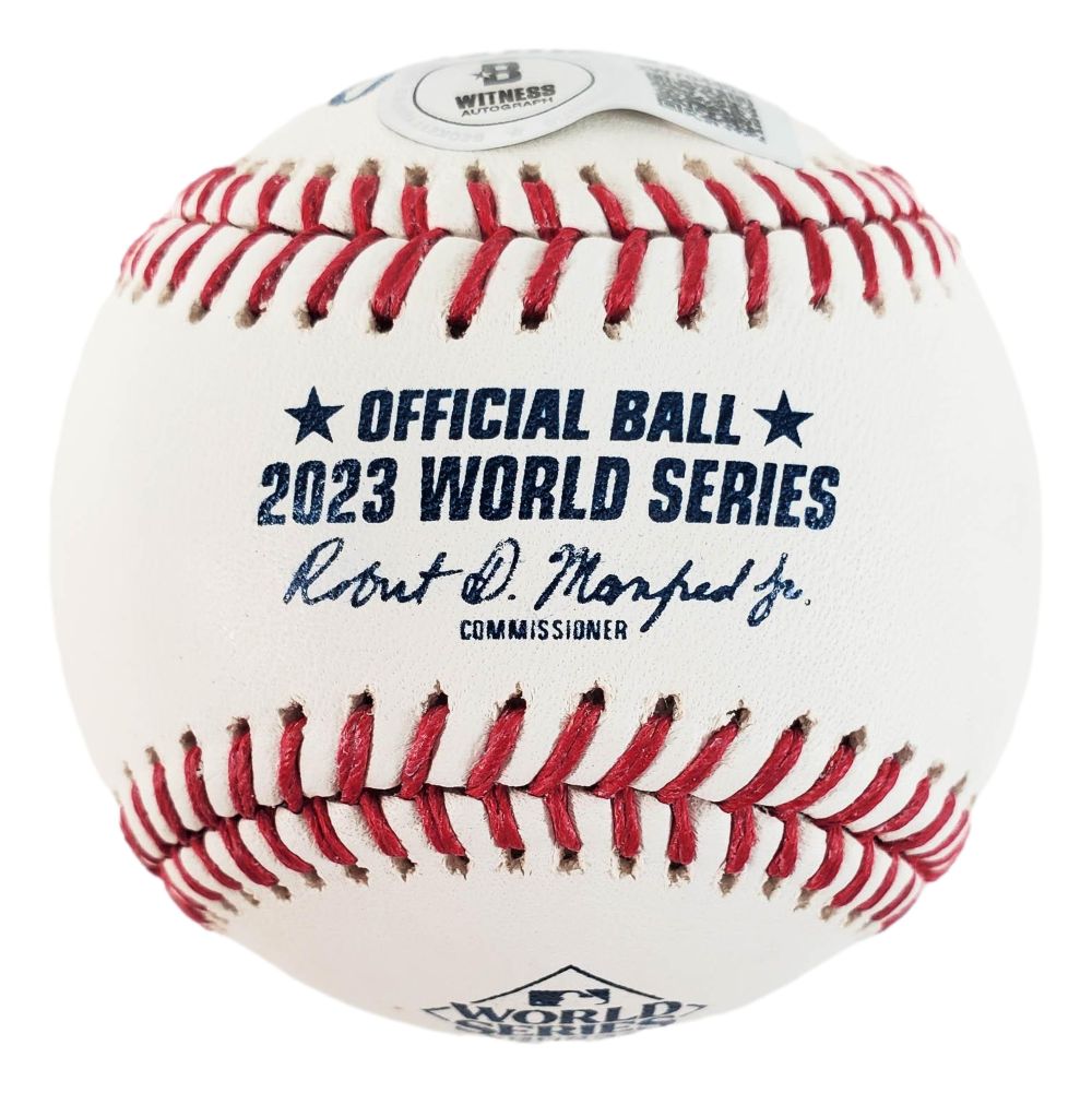 Evan Carter Texas Rangers Signed 2023 World Series Baseball 23 WS Champs BAS