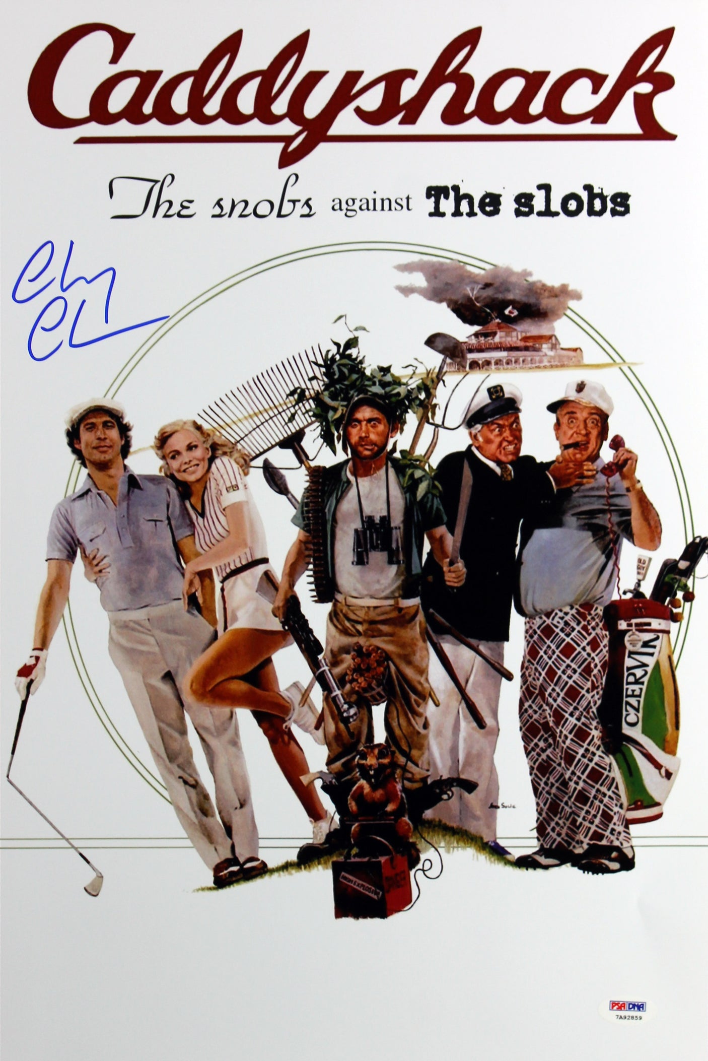 Chevy Chase Caddyshack Authentic Signed 12x18 Mini Movie Poster PSA/DNA ITP