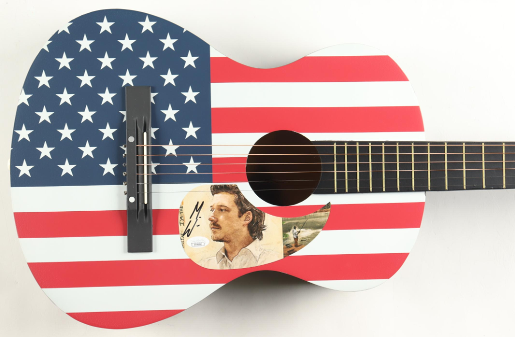 Morgan Wallen Guitar with Signed Custom Insert Pickguard - JSA