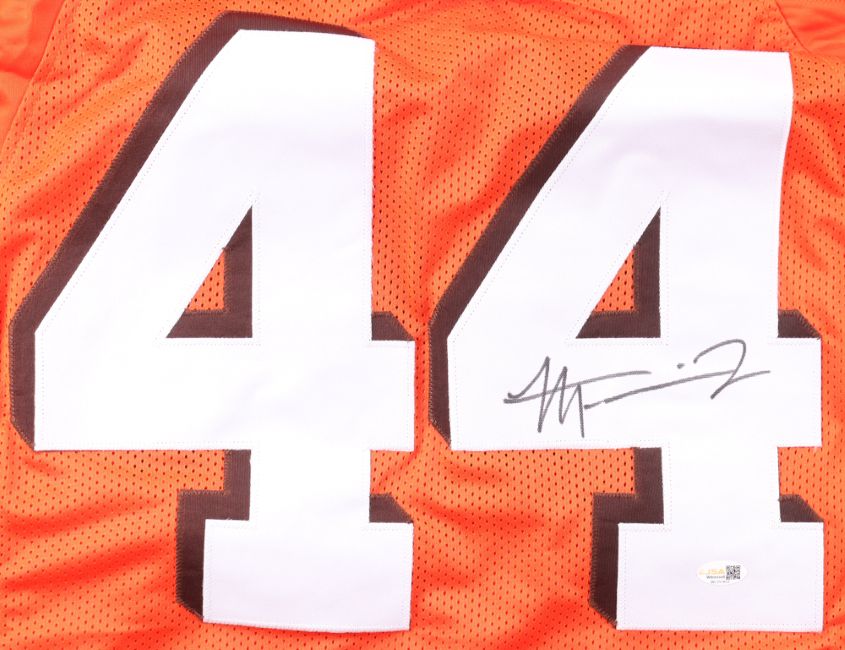 Harold Fannin Jr Cleveland Signed Orange Pro-Cut Football Jersey JSA QR