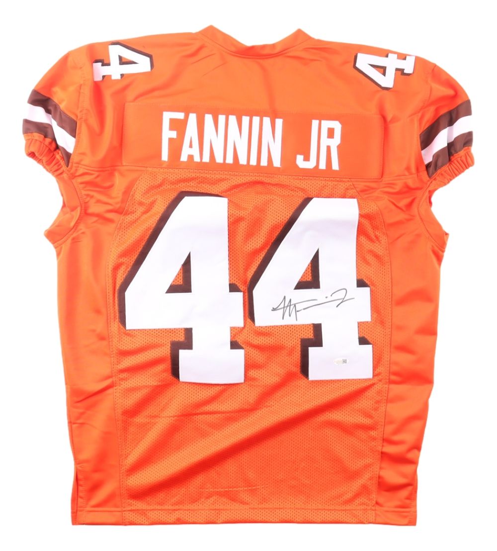 Harold Fannin Jr Cleveland Signed Orange Pro-Cut Football Jersey JSA QR