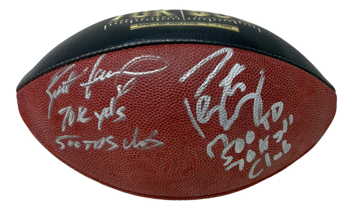 Peyton Manning Brett Favre Signed NFL 70K 500 TD Duke Football Fanatics+Radke
