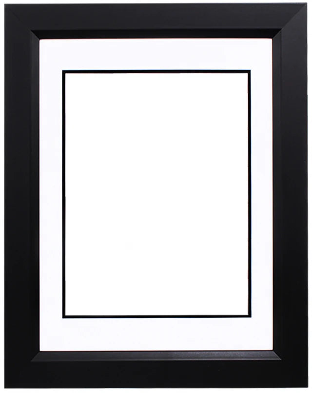 DIY Frame for 11x14 Photo - Premium Black 2" Frame with White/Black Double Matting