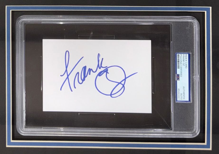 Frank Oz Star Wars Yoda Signed Framed Slabbed Index Card PSA