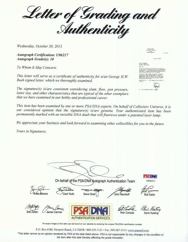 President George HW Bush Signed 1980 Typed Letter PSA/DNA Auto 10 Grade