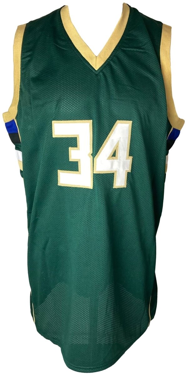 Giannis Antetokounmpo Milwaukee Signed Green Basketball Jersey BAS ITP - Sports Integrity