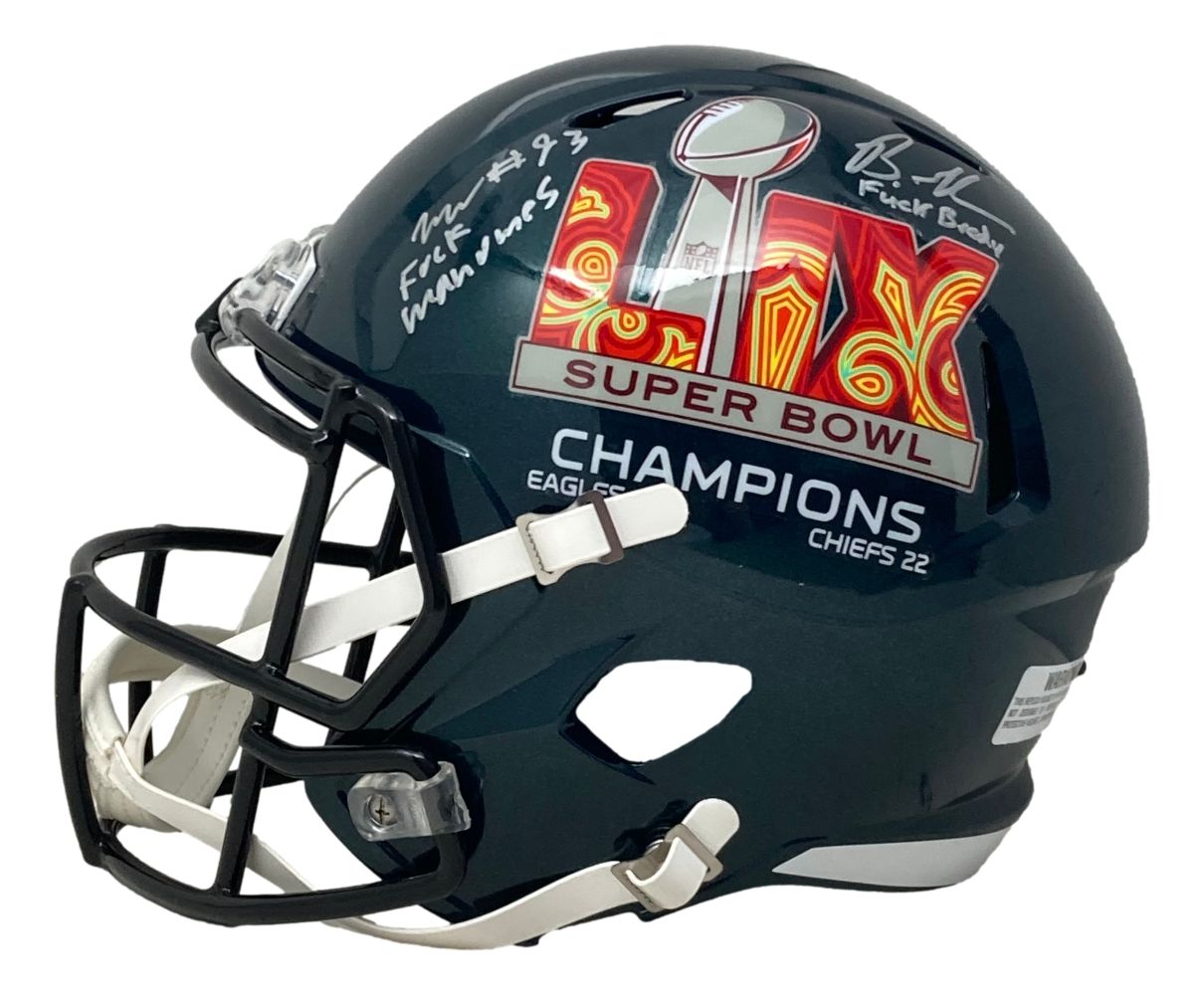 Brandon Graham Milton Williams Signed FS SB59 LIX Replica Helmet F Brady F Mahomes BAS