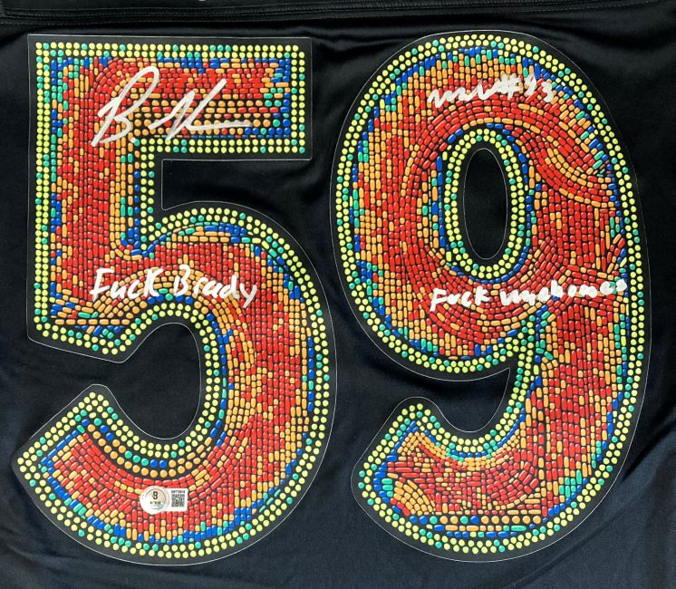 Graham Williams Signed Eagles Super Bowl 59 LIX Nike Ltd Jersey, featuring bold number 59 on black. From Sports Integrity. Includes white autograph and handwritten text: "Fuck Study and fuck work!!!.
