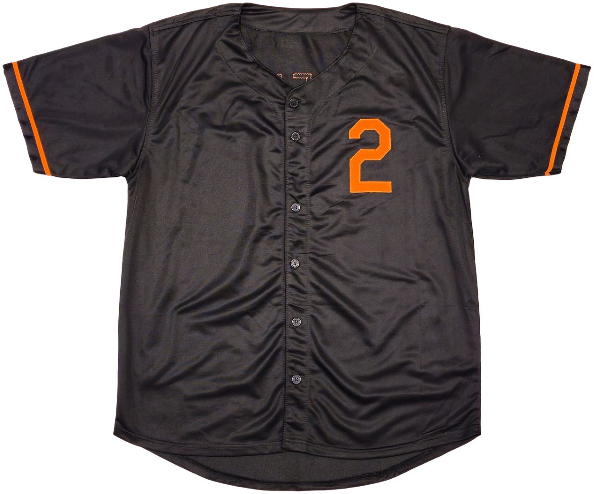 The Sports Integrity Gunnar Henderson Baltimore Signed Black Baseball Jersey BAS ITP features orange trim on the short sleeves, an orange number 2 on the left chest, and a button-up front.