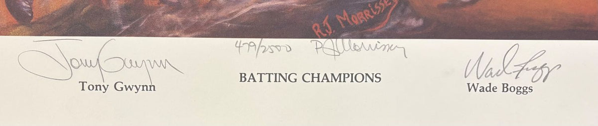 Tony Gwynn Wade Boggs Signed 19x24 Batting Champions Lithograph BAS LOA