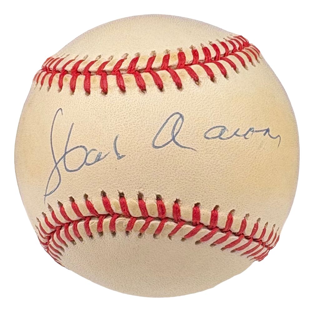 Hank Aaron Milwaukee Braves Signed Official NL Baseball Grad LOA