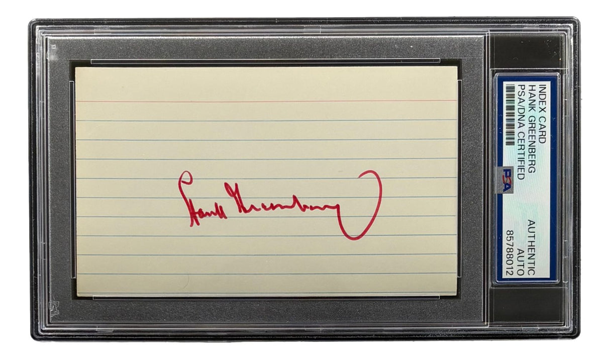 Hank Greenberg Detroit Tigers Signed In Red Index Card PSA/DNA