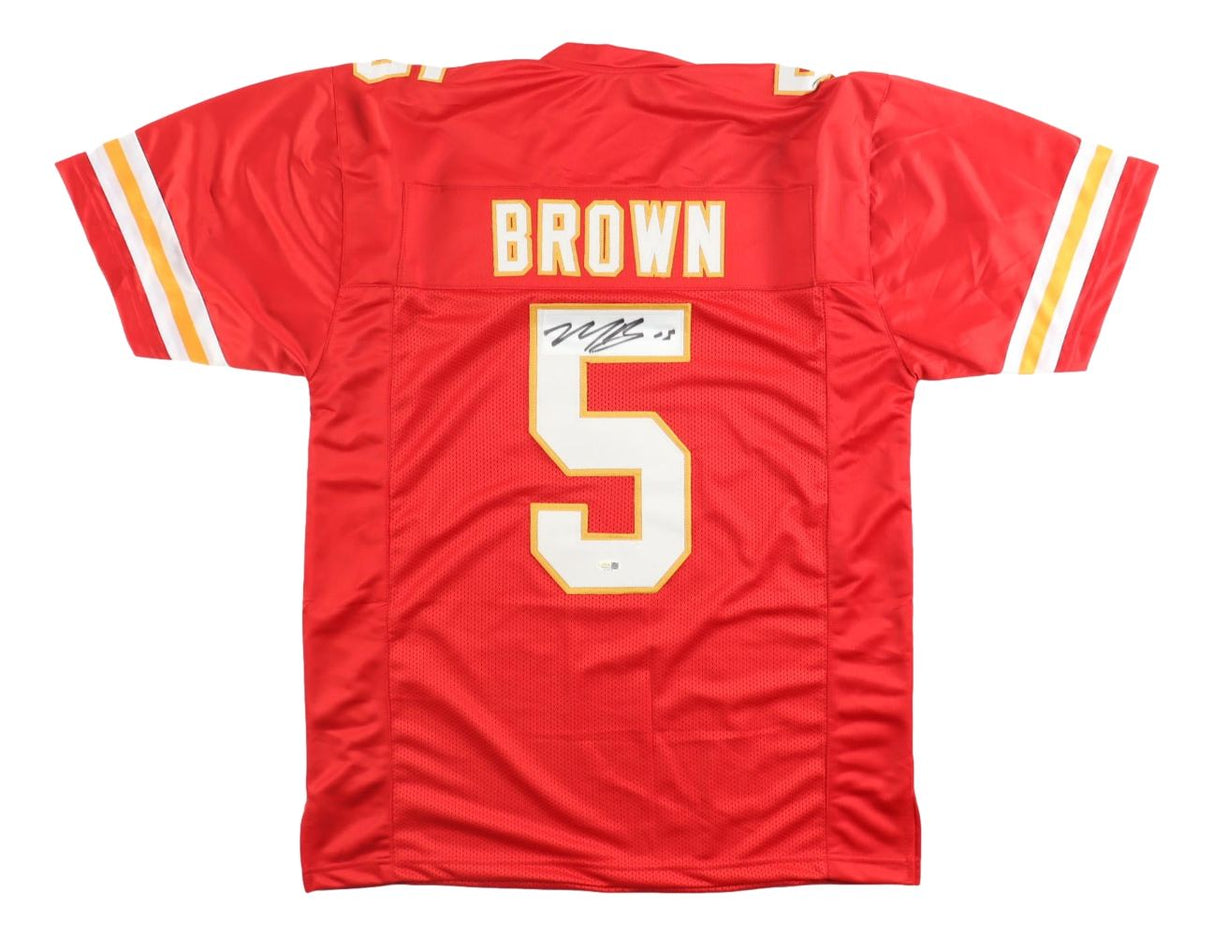Hollywood Brown Kansas City Signed Red Football Jersey JSA QR Hologram