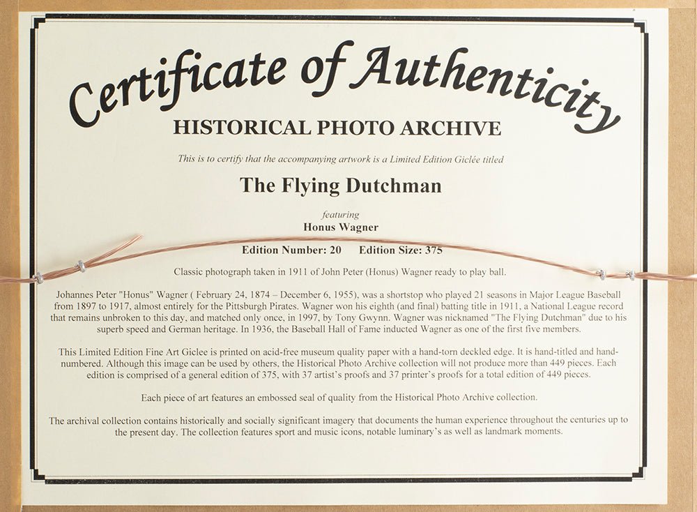 Honus Wagner Framed 17x22 The Flying Dutchman Historical Photo Archive LE Giclee - Sports Integrity
