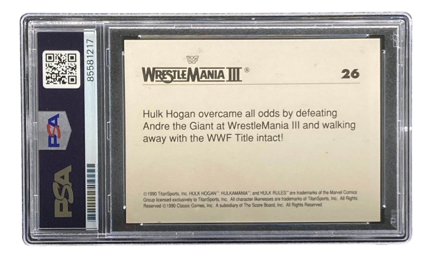 Hulk Hogan Signed 1990 Classic WWF Wrestlemania #26 Trading Card PSA