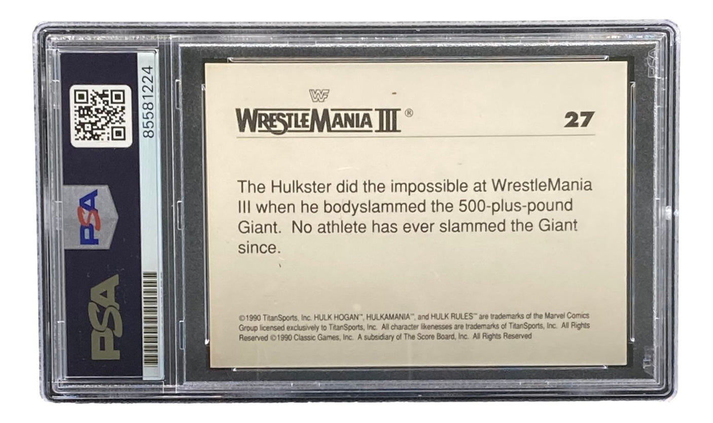 Hulk Hogan Signed 1990 Classic WWF Wrestlemania #27 Trading Card PSA