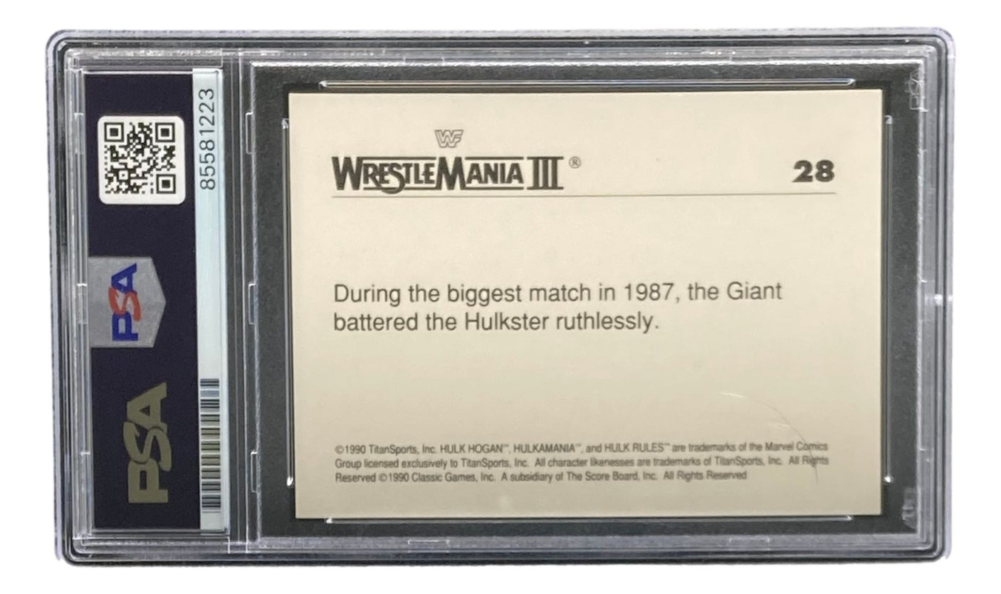 Hulk Hogan Signed 1990 Classic WWF Wrestlemania #28 Trading Card PSA