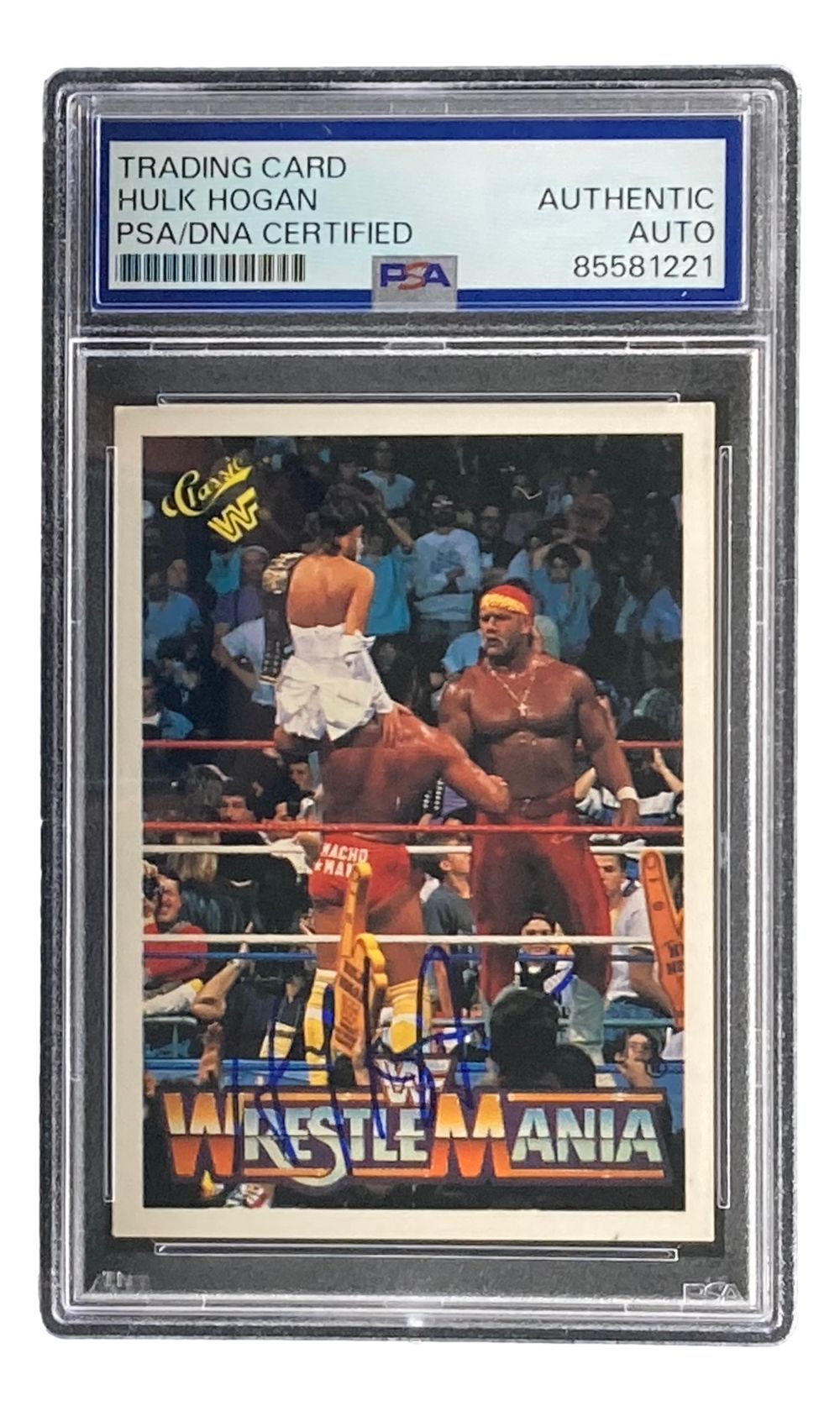 Hulk Hogan Signed 1990 Classic WWF Wrestlemania #33 Trading Card PSA